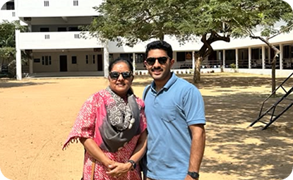 Manjakkudi school visit by chapter lead and her son