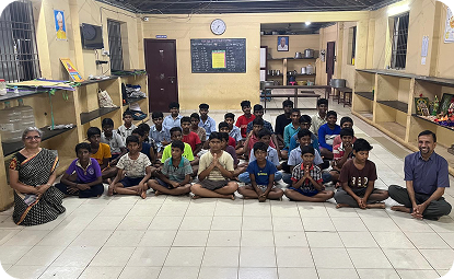 Ram and Uma at Semmangudi boys' chatralaya