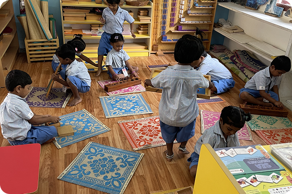 A guided play session at the AIM for Seva school in Manjakkudi, Tamil Nadu, where toddlers learn, explore and engage
