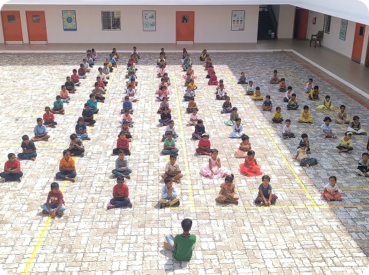 Students gathering for morning prayers